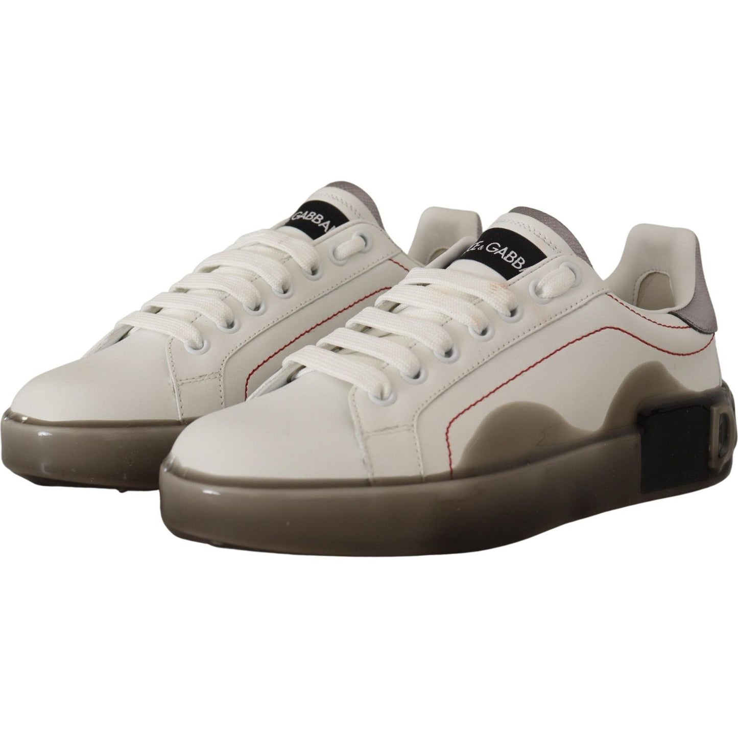 Dolce & Gabbana White Leather Shoes Womens Logo Portofino Sneakers