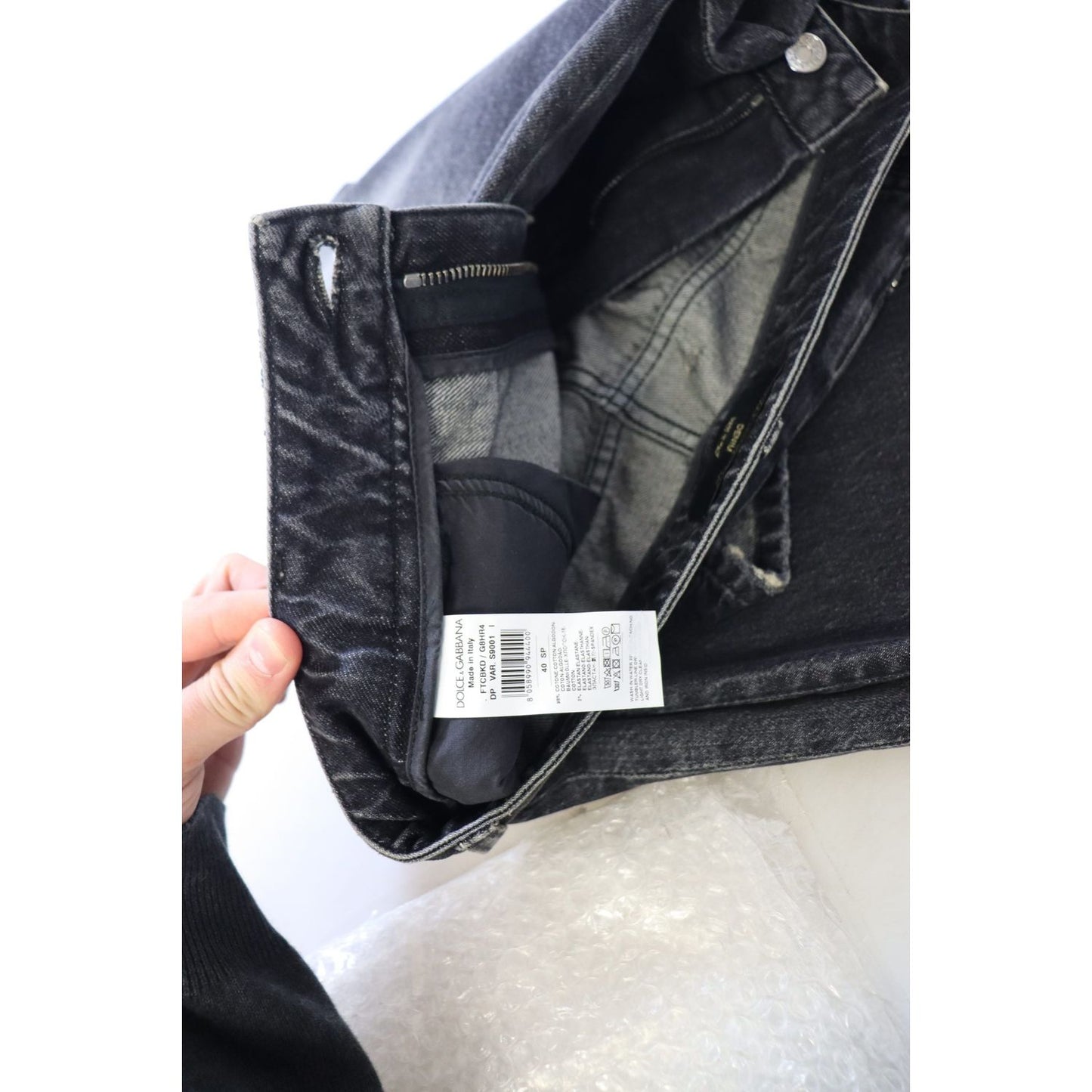 Dolce & Gabbana Black Washed Tattered High Waist Denim Jeans