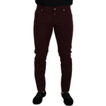 Dolce & Gabbana Bordeaux Cotton Stretch GOLD Denim Jeans PAN73264- 44