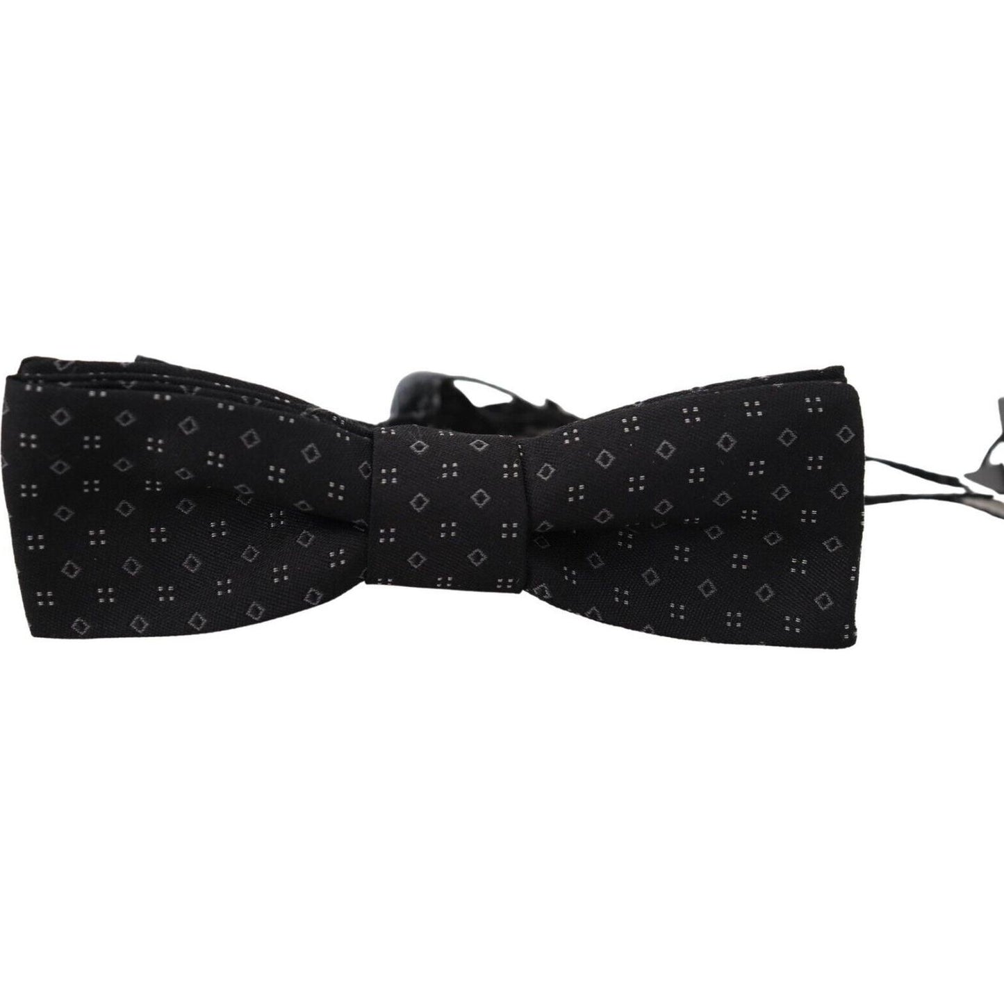 Dolce & Gabbana Black Pattern Silk Adjustable Neck Papillon Bow Tie