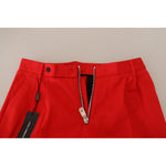 Dolce & Gabbana Red Straight Fit Men Trousers Cotton Pants