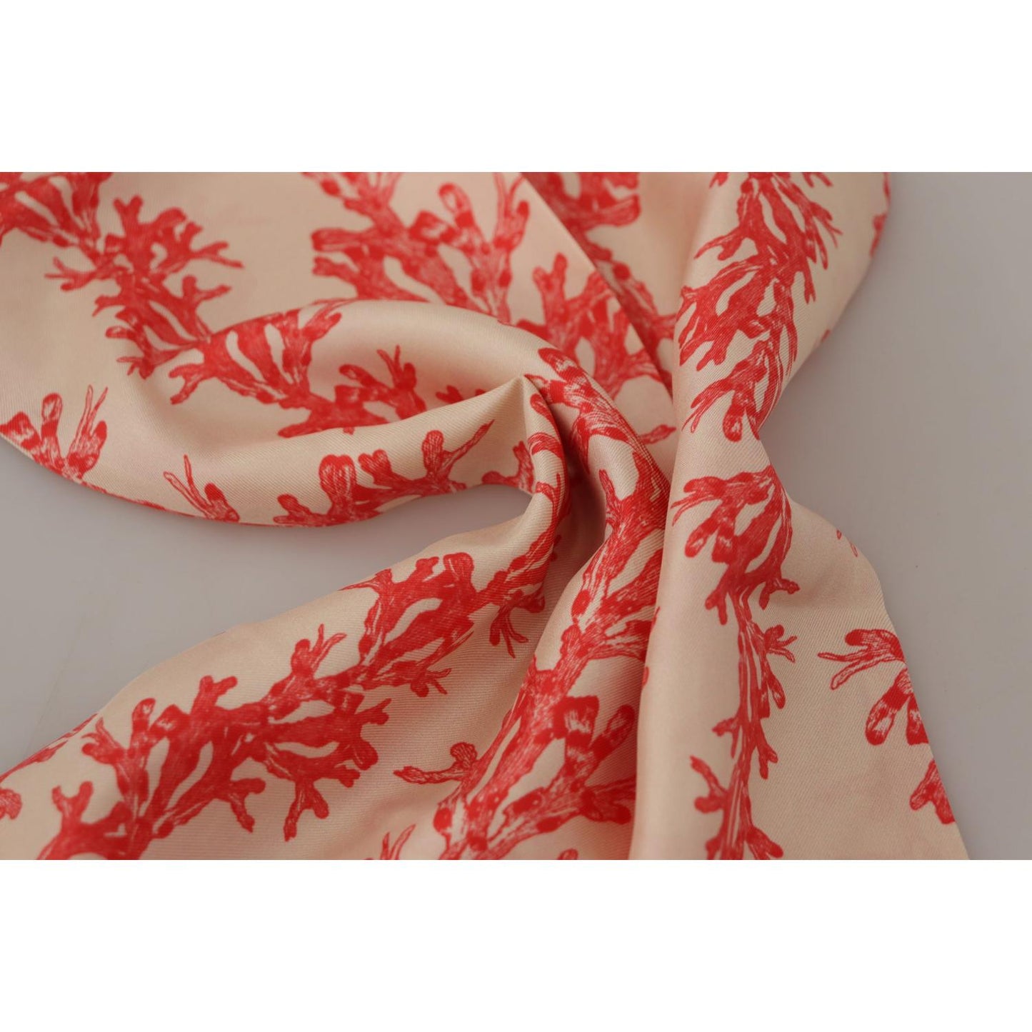 Dolce & Gabbana White Red Coral Print Shawl Wrap Fringe Scarf