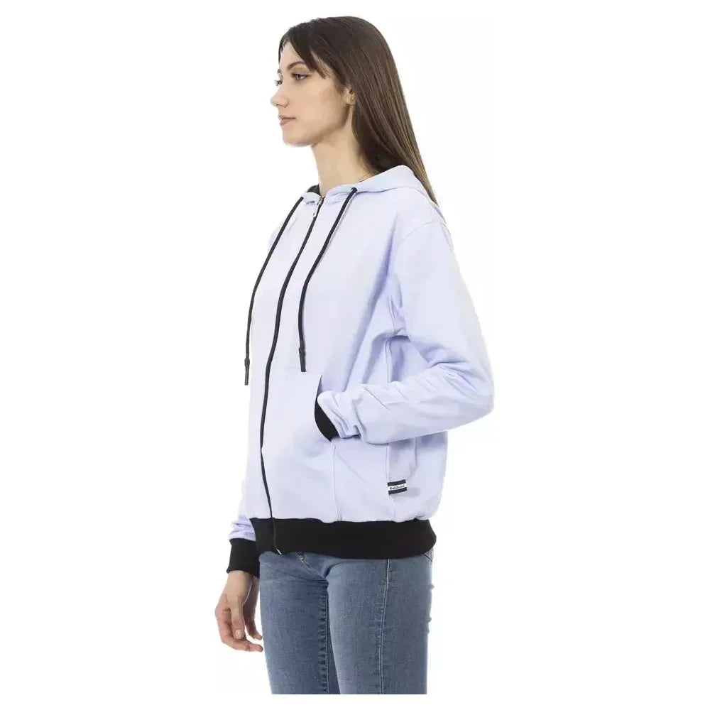 Baldinini Trend Purple Cotton Women Sweater with Adjustable Hood BA-23100-M