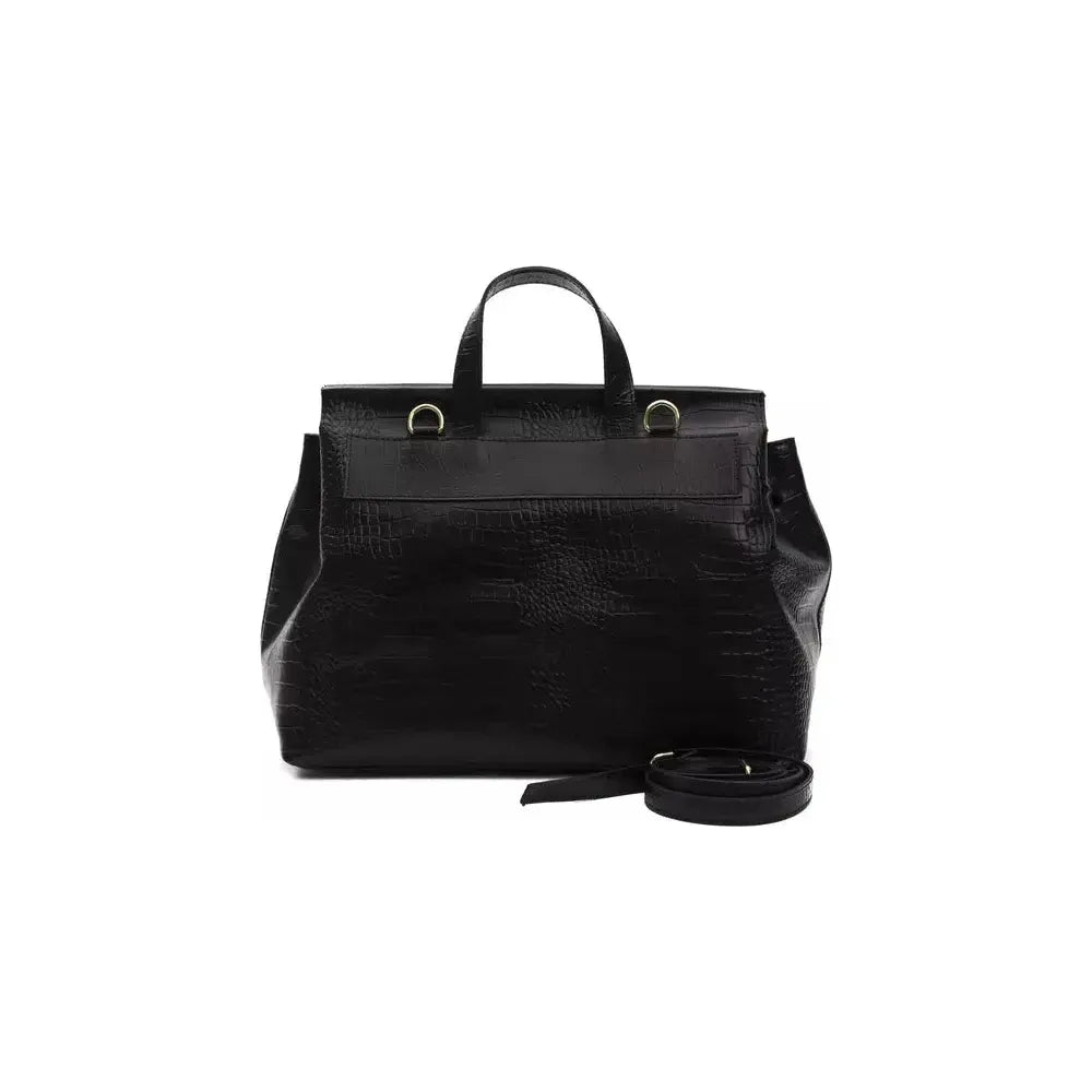 Pompei Donatella Black Leather Women Shoulder Bag Backpack