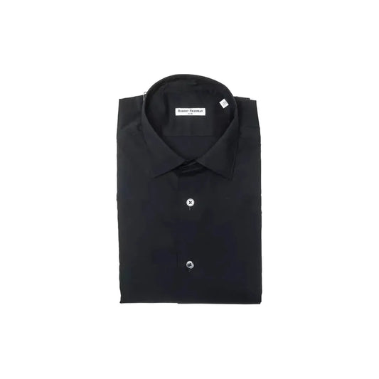 Robert Friedman Black Cotton Men Shirt