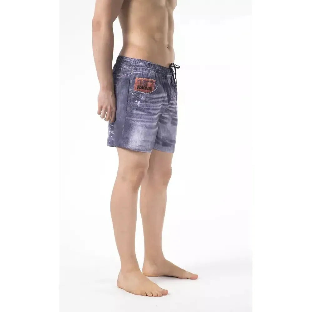 Just Cavalli Blue Polyester Men Swim Short