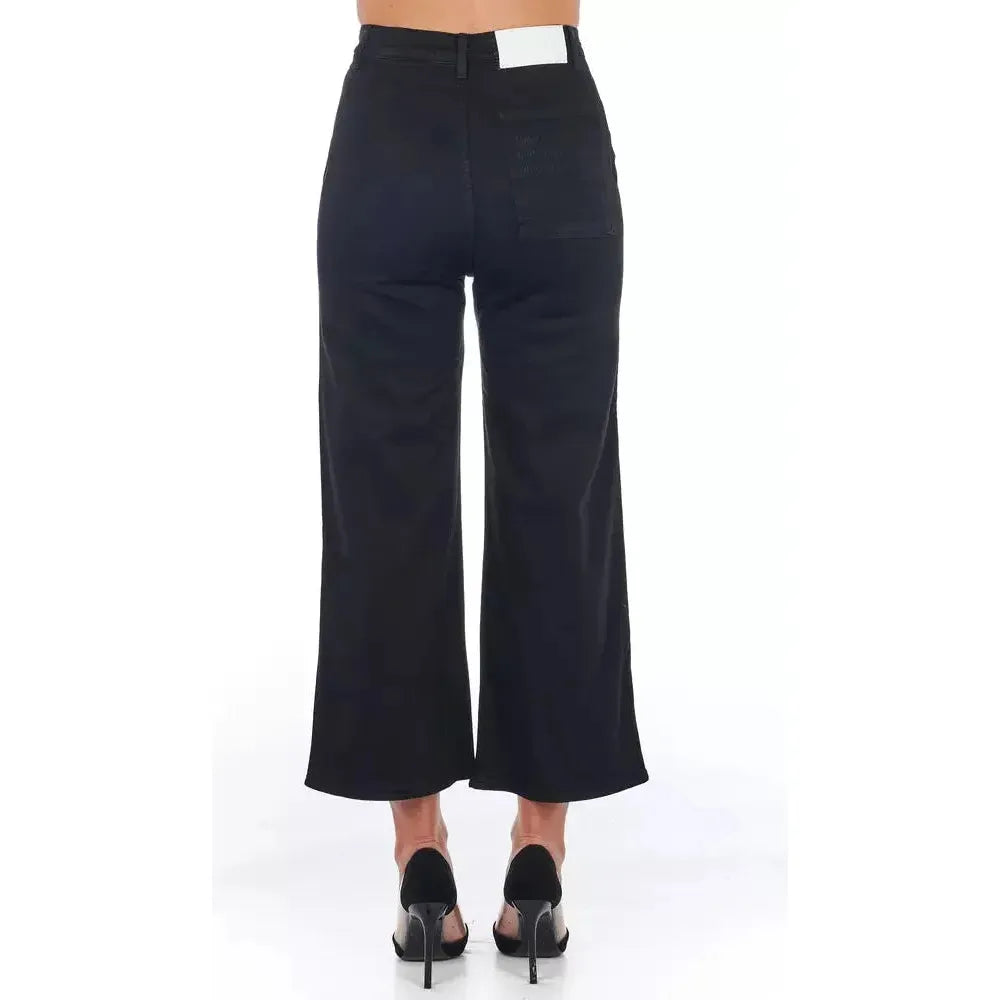 Frankie Morello Black Cotton Women Cropped Trouser