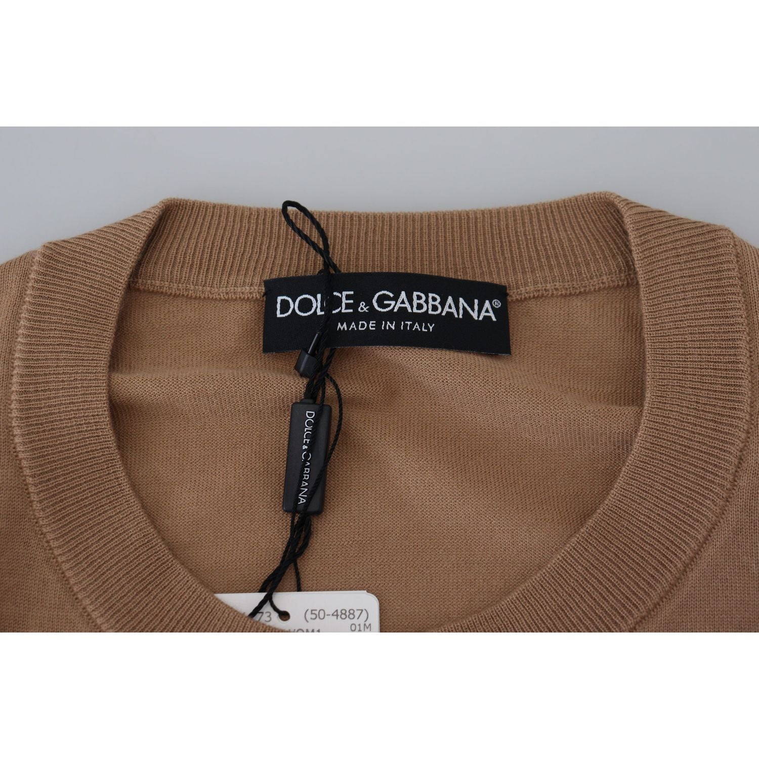 Dolce & Gabbana Beige Cashmere Crown Logo Pullover Sweater