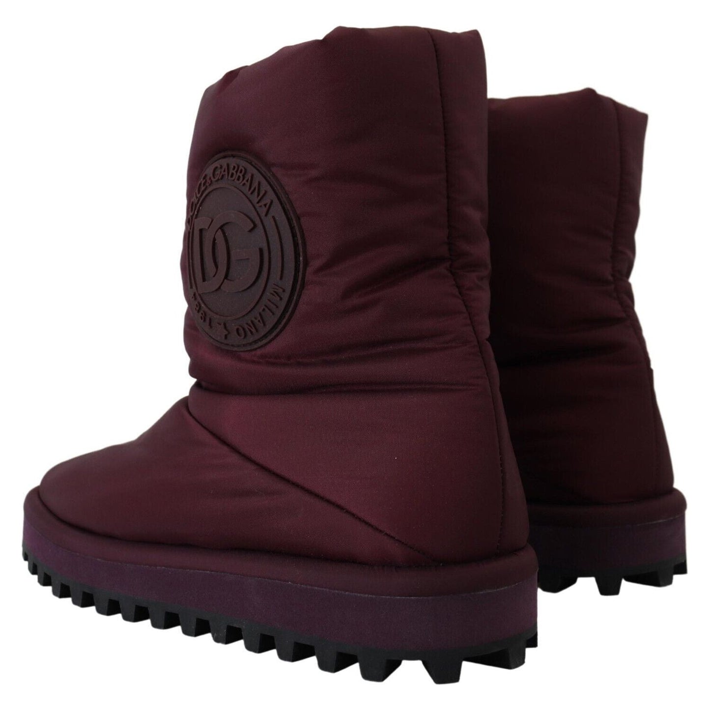 Dolce & Gabbana Bordeaux Nylon Boots Padded Mid Shoes