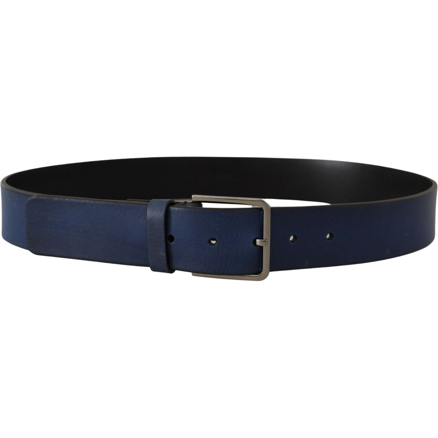 Dolce & Gabbana Elegant Blue Leather Belt with Silver Buckle