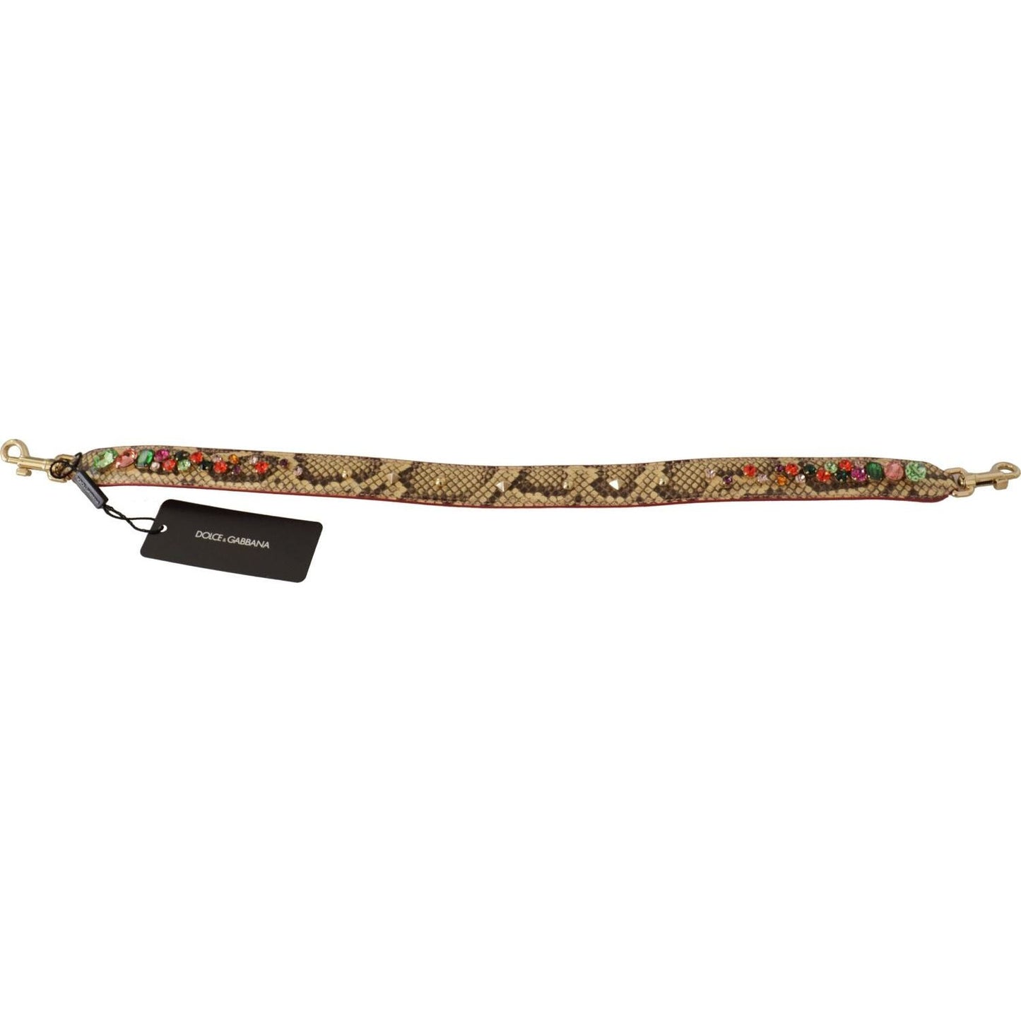 Dolce & Gabbana Beige Exotic Leather Crystals Shoulder Strap BEL8724