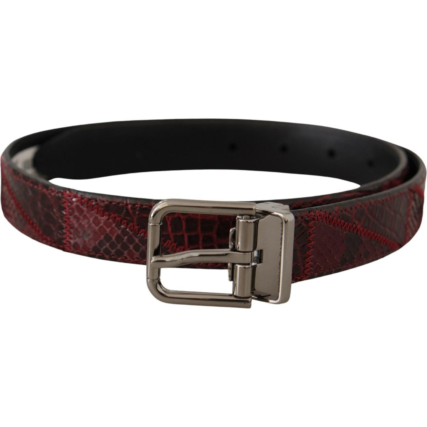 Dolce & Gabbana Red Exotic Leather Metal Logo Buckle Belt