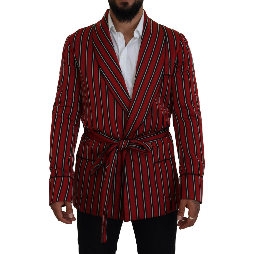 Dolce & Gabbana Red Striped Martini Printed Lining Robe KOS2146- 48