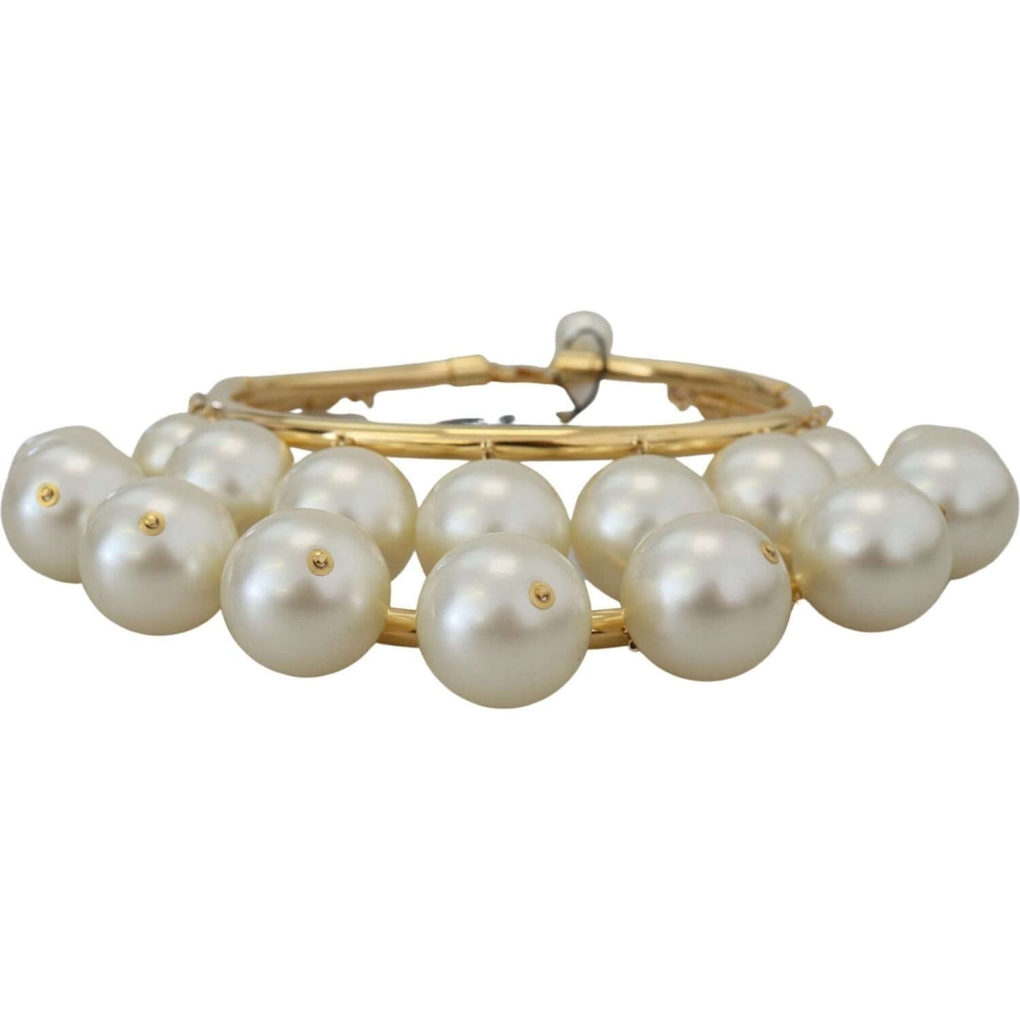 Dolce & Gabbana faux pearl embellished gold choker with lobster clasp closure, elegant accessory for luxury and sophistication.