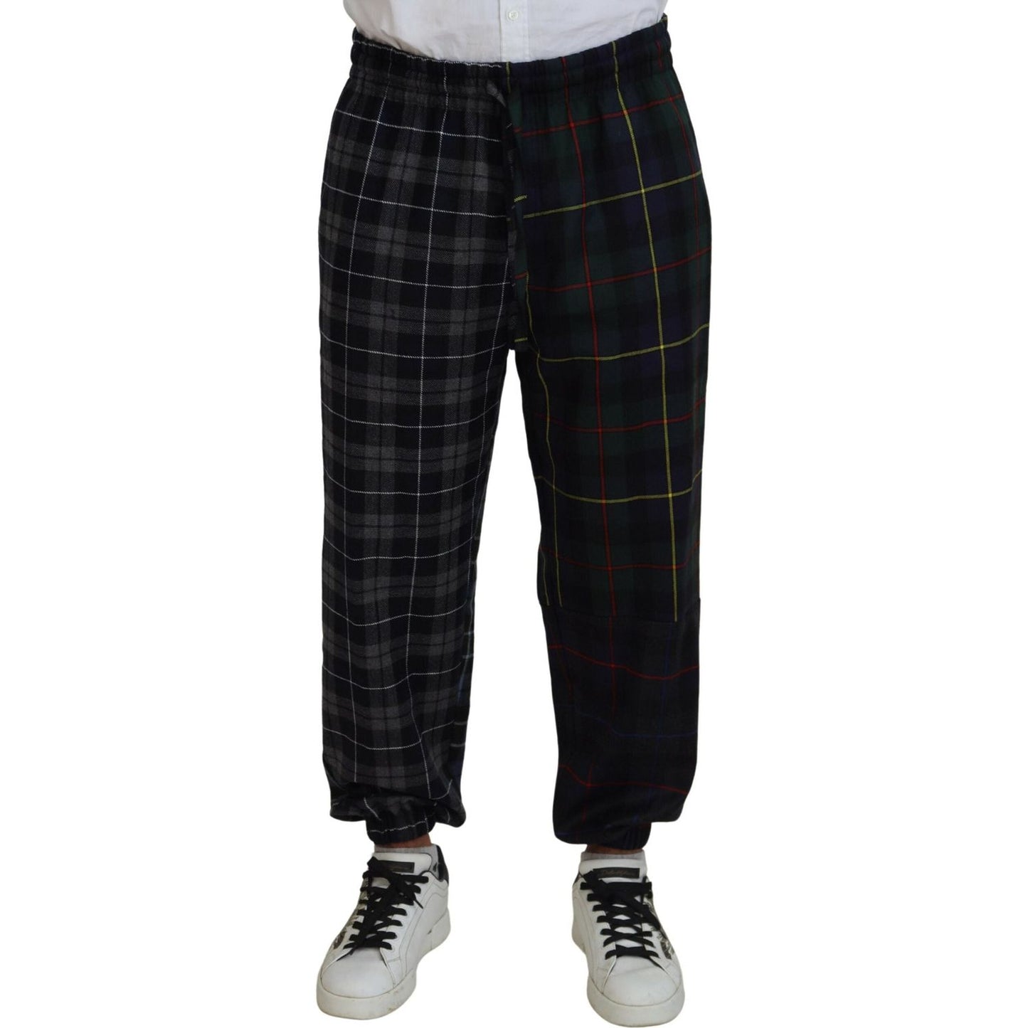 Dolce & Gabbana Multicolor Checkered Wool Men Jogger Pants
