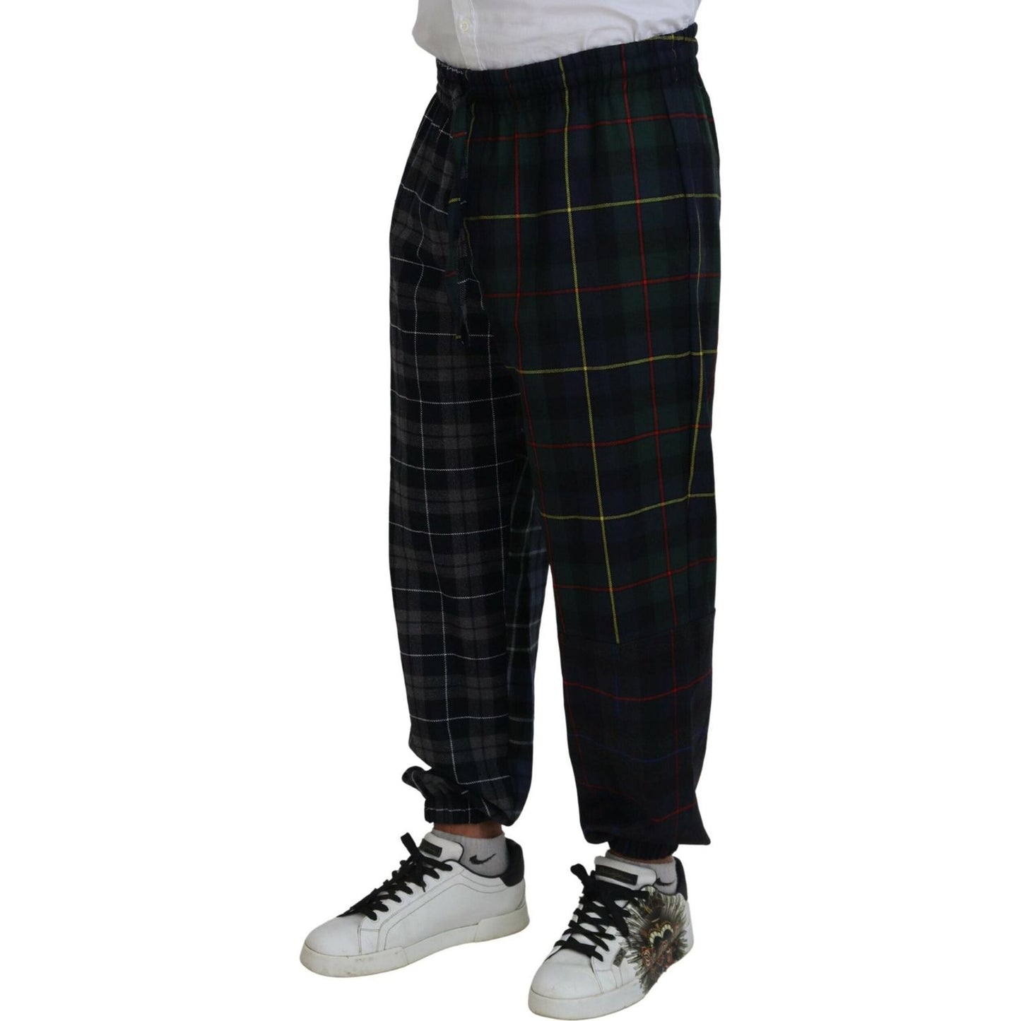 Dolce & Gabbana Multicolor Checkered Wool Men Jogger Pants