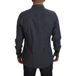 Dolce & Gabbana Blue Cotton Denim Crystal Bee Shirt TSH83866- 37