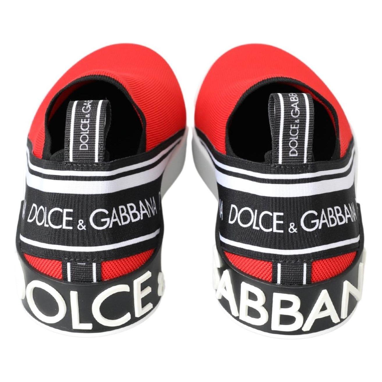 Dolce & Gabbana Red White Flat Sneakers Loafers Shoes