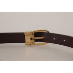Dolce & Gabbana Dark Brown Calf Leather Gold Tone Metal Buckle BEL8602-85
