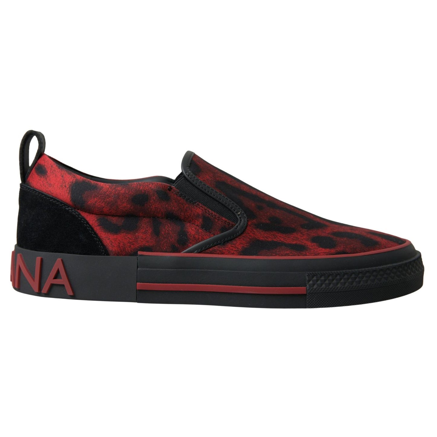 Dolce & Gabbana Red Black Leopard Loafers Sneakers Shoes