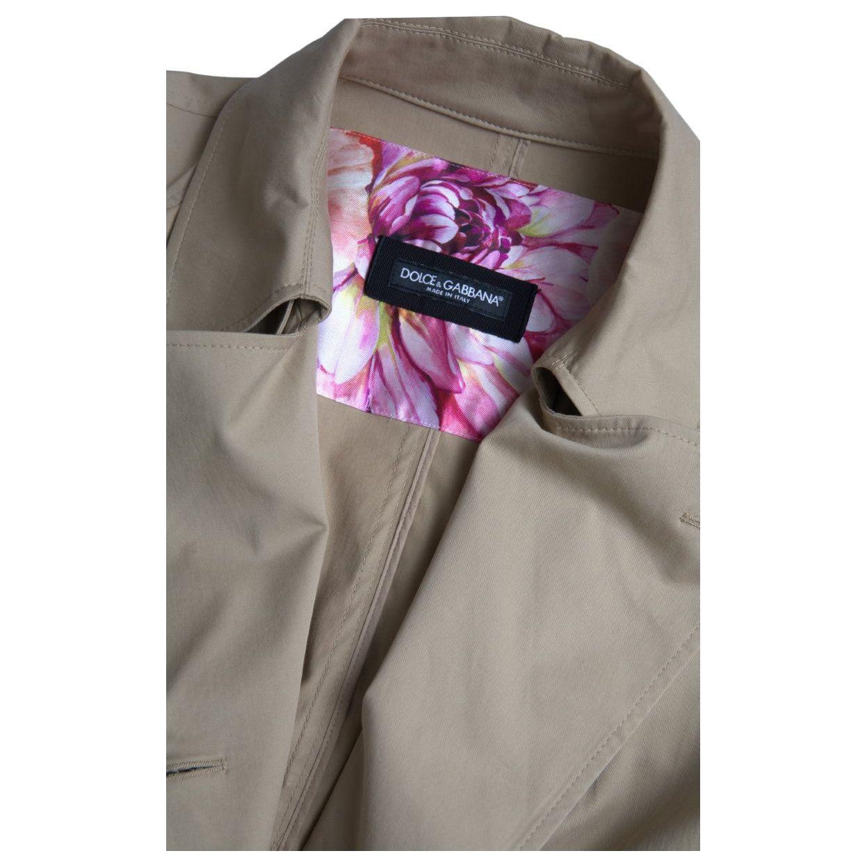 Dolce & Gabbana Khaki Double Breasted Trench Coat Jacket JKT3323-46