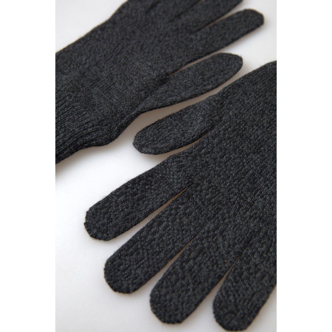 Dolce & Gabbana Gray Virgin Wool Knit Hands Mitten Men Gloves