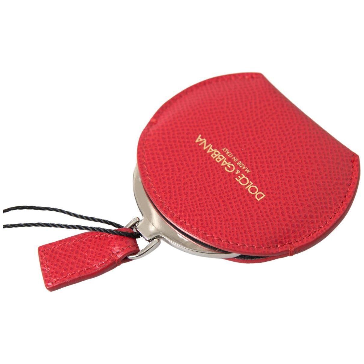 Dolce & Gabbana Red Calfskin Leather Hand Mirror Holder