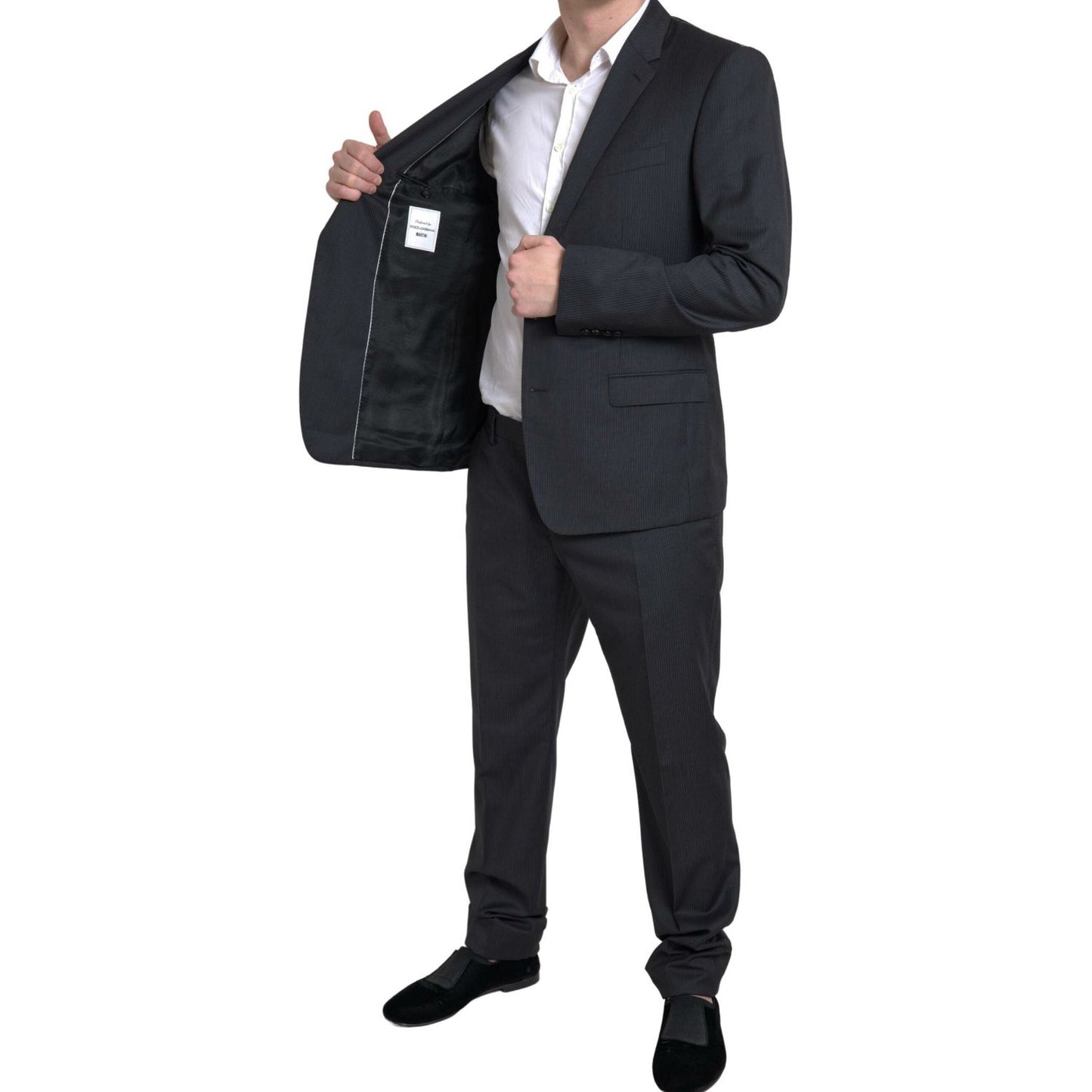 Dolce & Gabbana Elegant Black Two-Piece Slim Fit Suit Dolce & Gabbana Dark Slate Gray