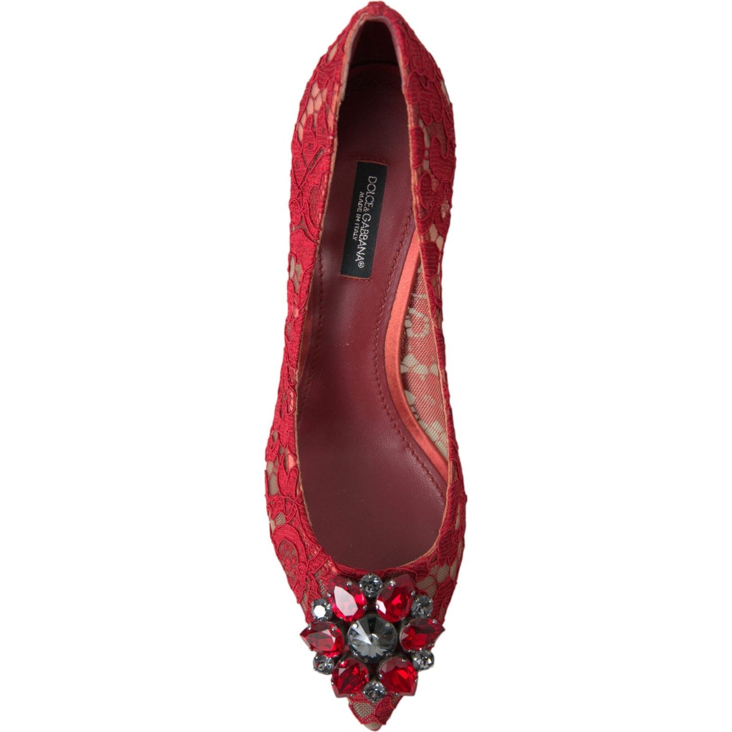 Dolce & Gabbana Red Taormina Lace Crystal Heels Pumps Shoes LA10352-36