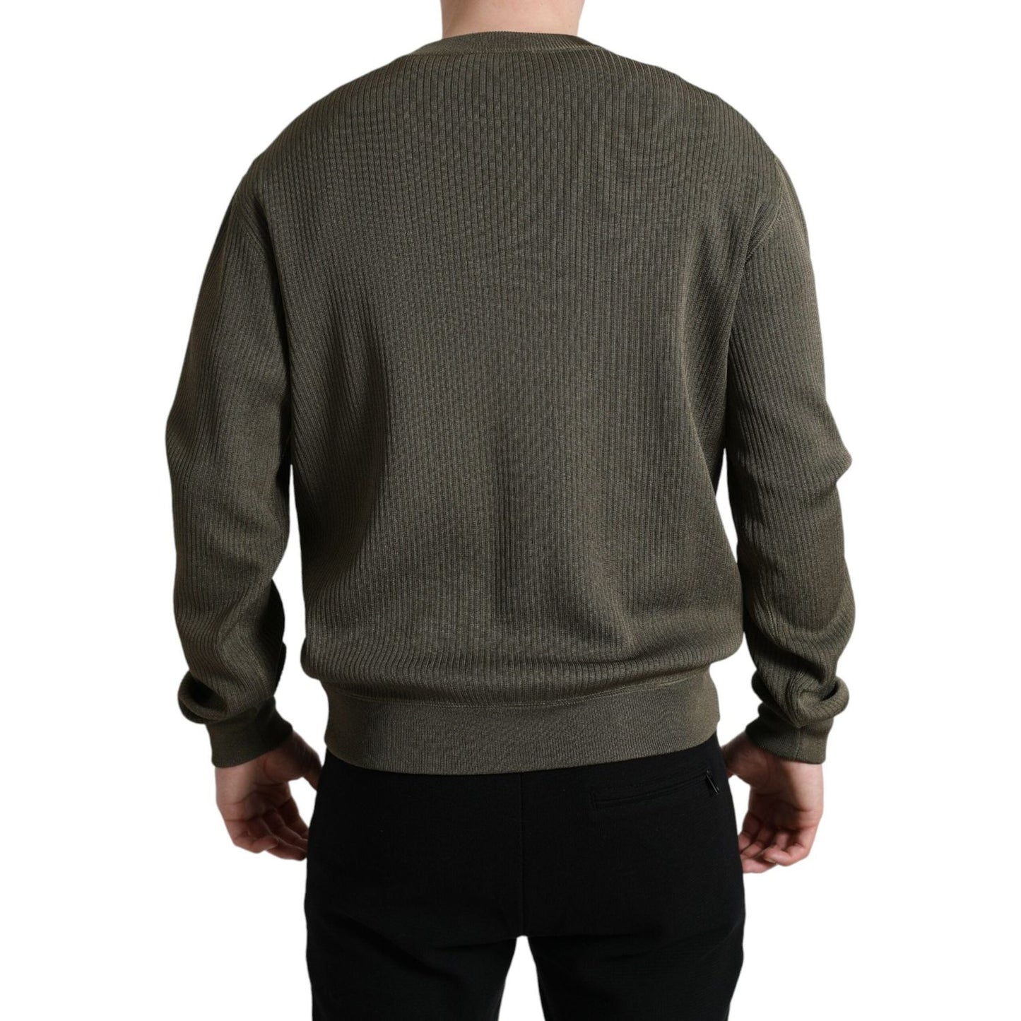 Dolce & Gabbana Green Viscose Crew Neck Men Pullover Sweater TSH84759-48