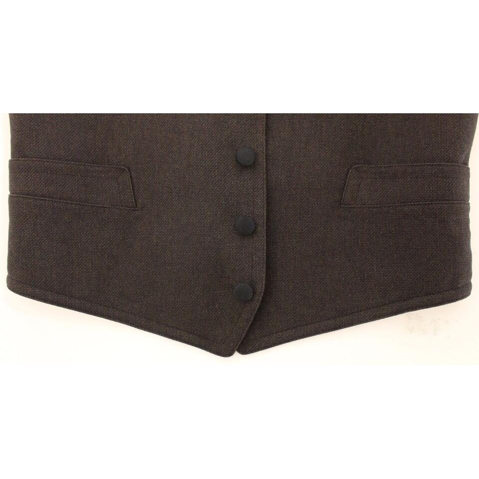 Dolce & Gabbana Brown Cotton Blend Dress Vest Gilet