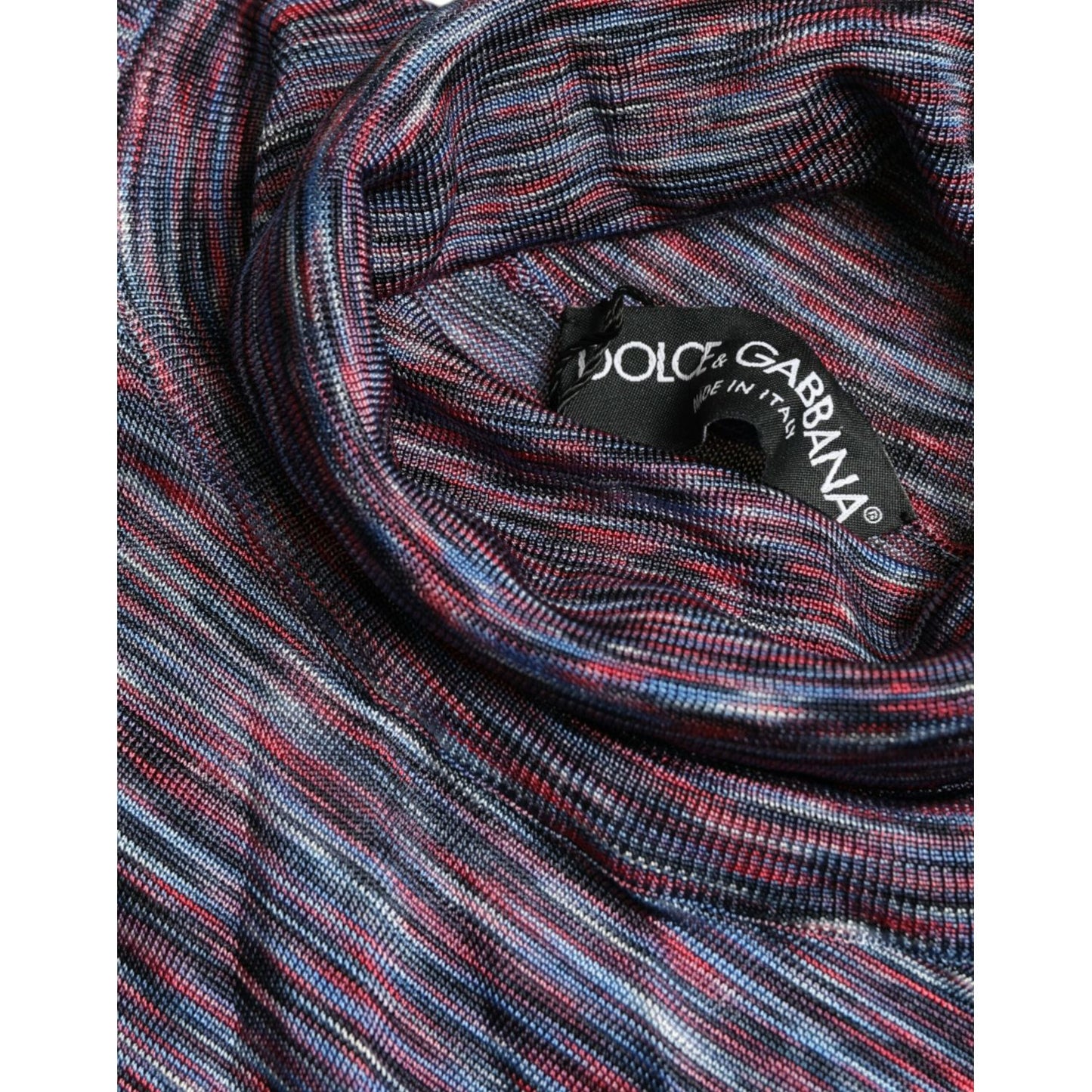 Dolce & Gabbana Blue Purple Turtleneck Pullover Sweater