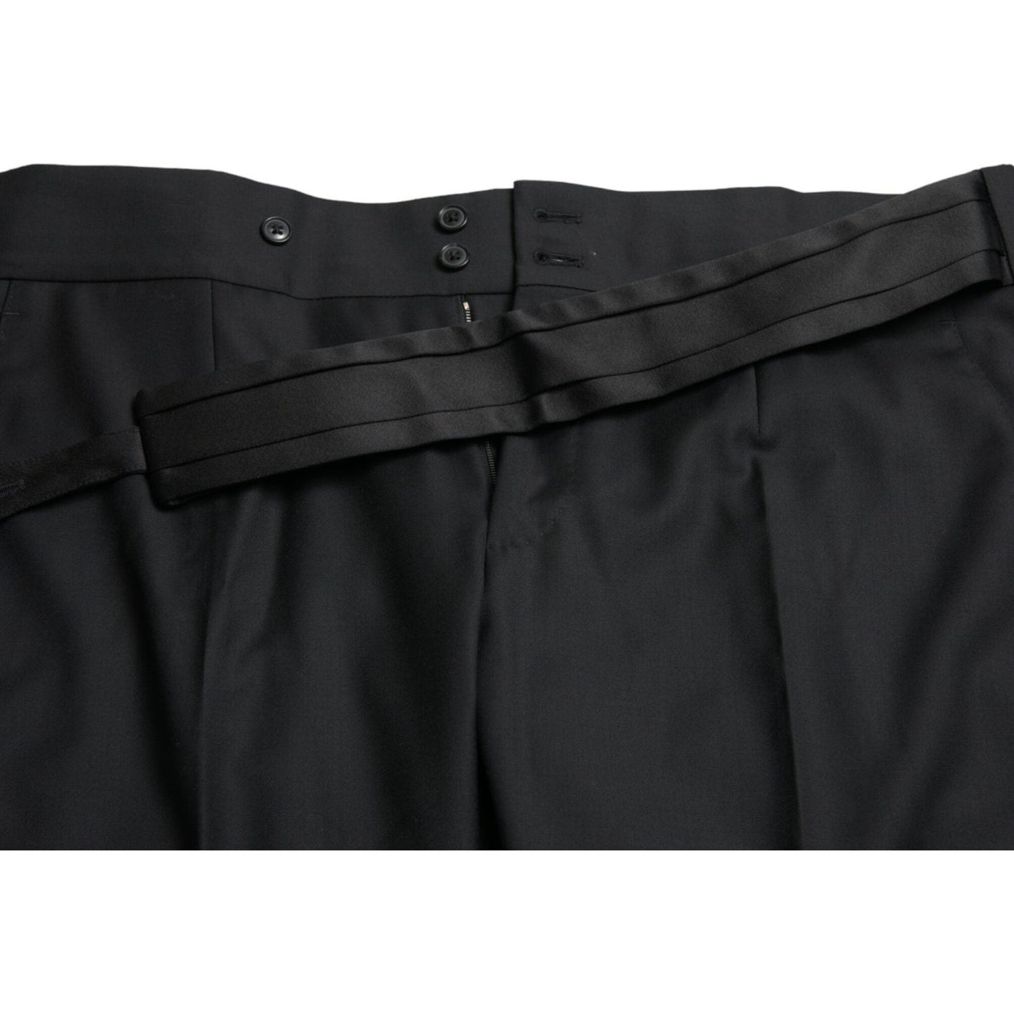 Dolce & Gabbana Black Wool Slim Fit Formal Trouser Dress Pants