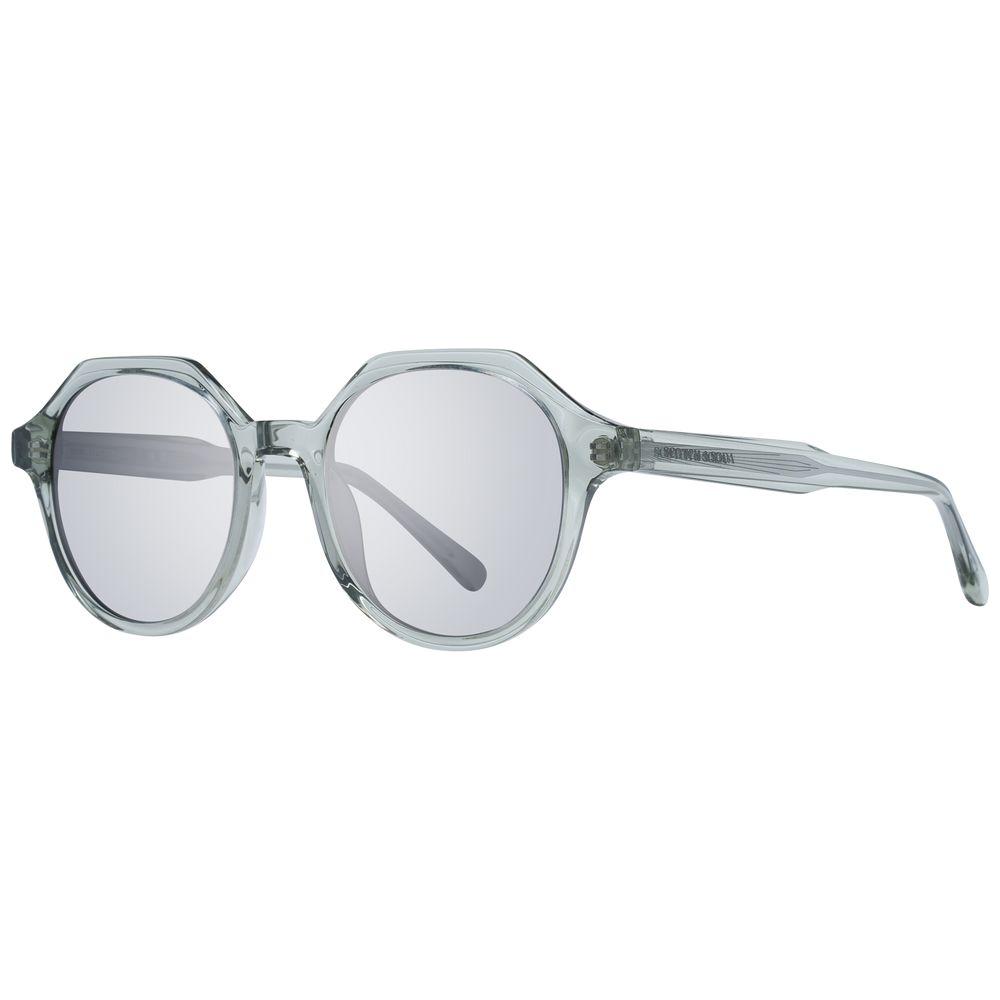 Scotch & Soda men's round green sunglasses with full-rim acetate frame and grey lenses, UV protection, includes branded case.