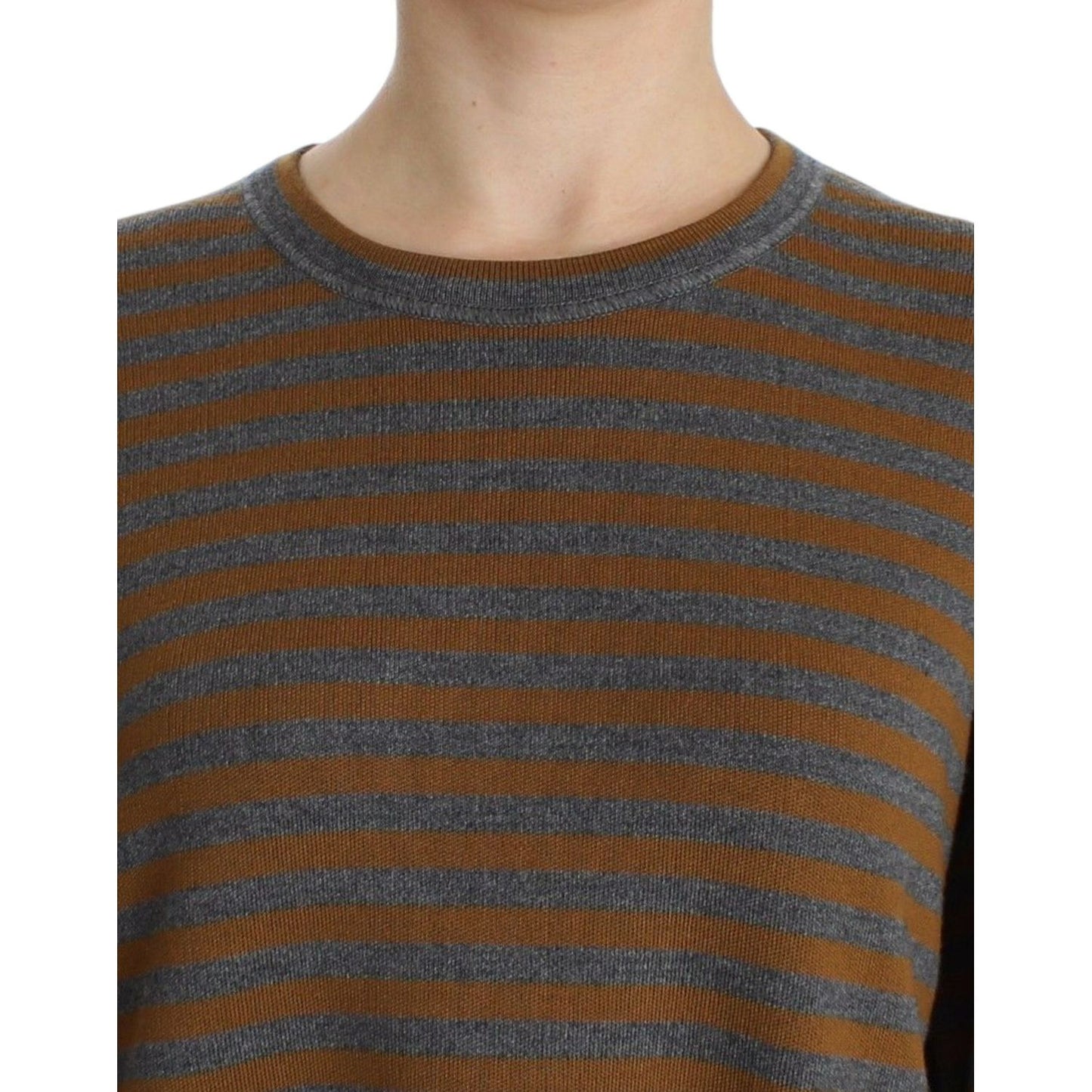 Dolce & Gabbana Oversized Gray Yellow Striped Sweater Top