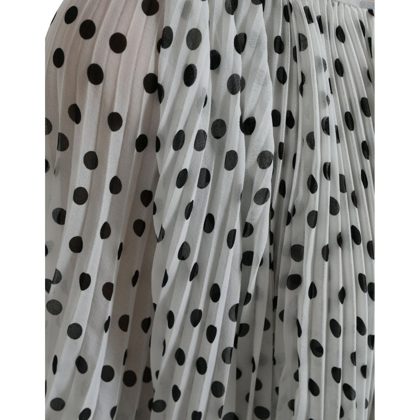 Dolce & Gabbana White Polka Dot A-line Pleated Maxi Dress