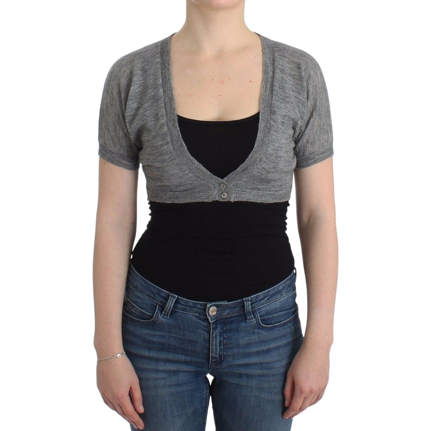 Ermanno Scervino Lingerie Knit Gray Bolero Sweater Cardigan