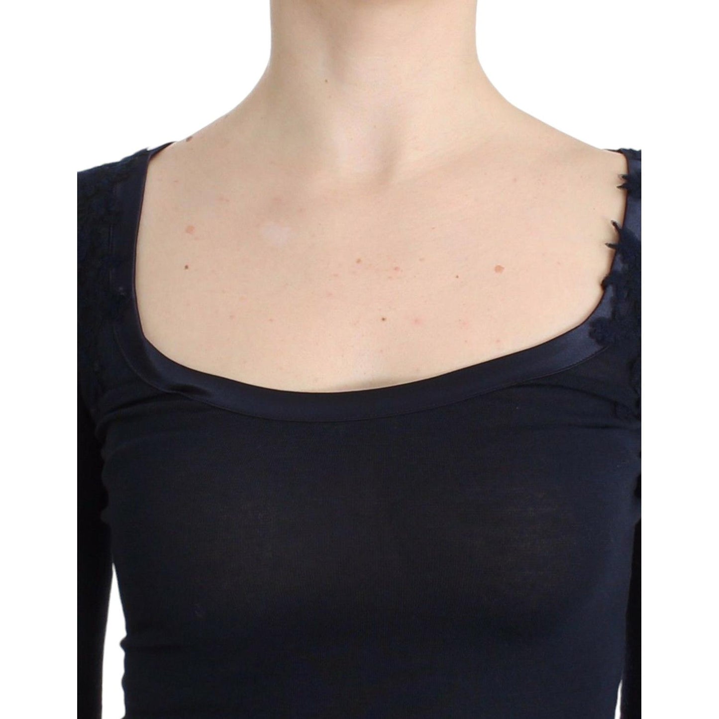 Ermanno Scervino Lingerie Blue Top Blouse Jumper Lace Rayon