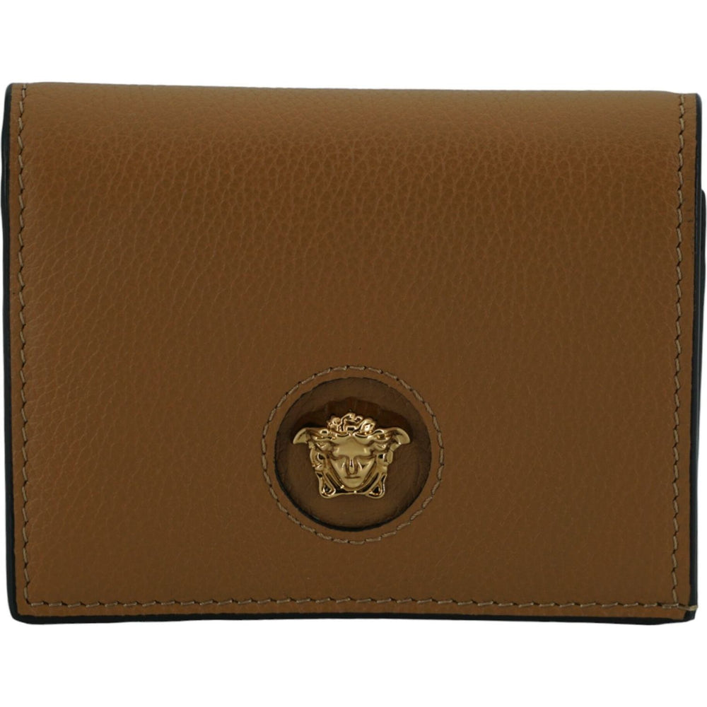 Versace Elegant Compact Leather Wallet in Brown 8054712459283