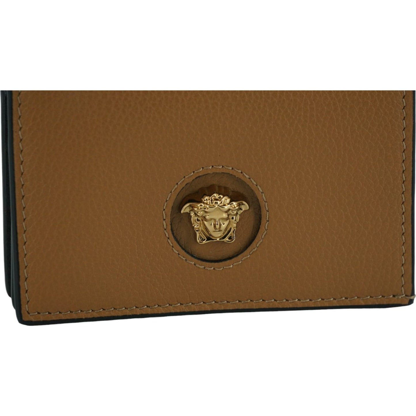 Versace Elegant Compact Leather Wallet in Brown 8054712459283