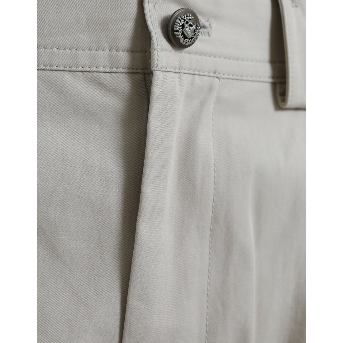 Dolce & Gabbana Beige Cotton High Waist Tapered Pants