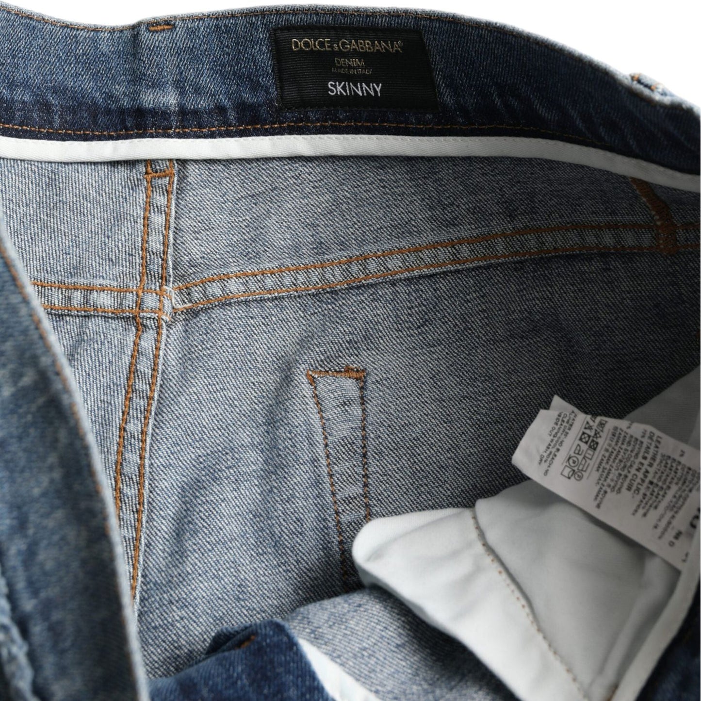 Dolce & Gabbana Blue Washed Skinny Cotton Stretch Denim Jeans