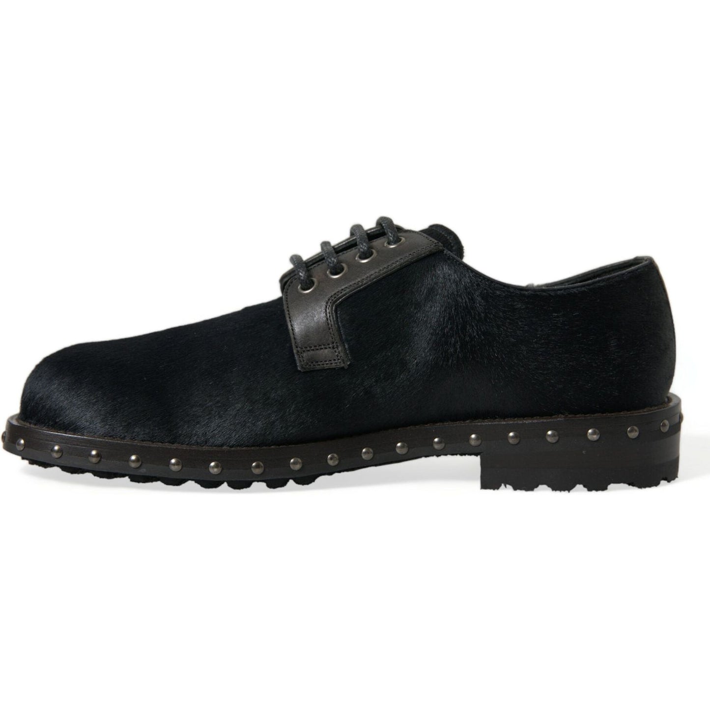 Dolce & Gabbana Black Stable Fur Derby SAN PIETRO Dress Shoes