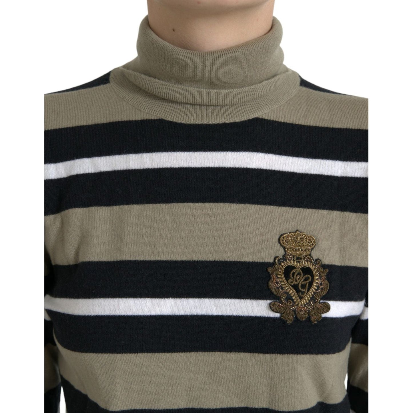 Dolce & Gabbana Multicolor Stripe Wool Logo Pullover Sweater