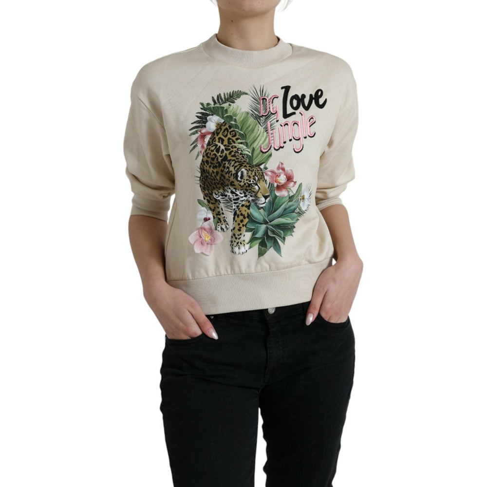 Dolce & Gabbana Beige Jungle Printed Cotton Pullover Sweater TSH84530-38