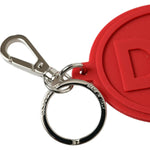 Dolce & Gabbana Red Rubber DG Logo Silver Brass Metal Keyring Keychain SMY101342