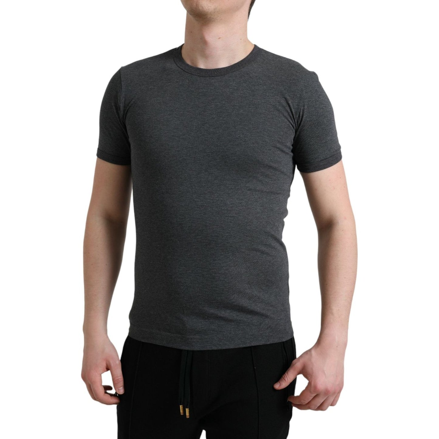 Dolce & Gabbana Dark Gray Cotton Crew Neck T-shirt