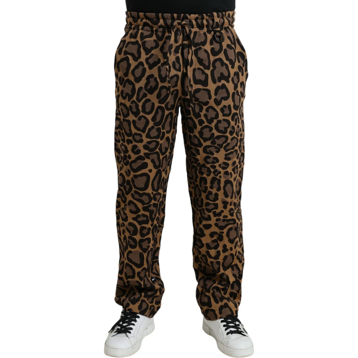 Dolce & Gabbana Brown Leopard Print Polyester Jogger Pants PAN75022-54