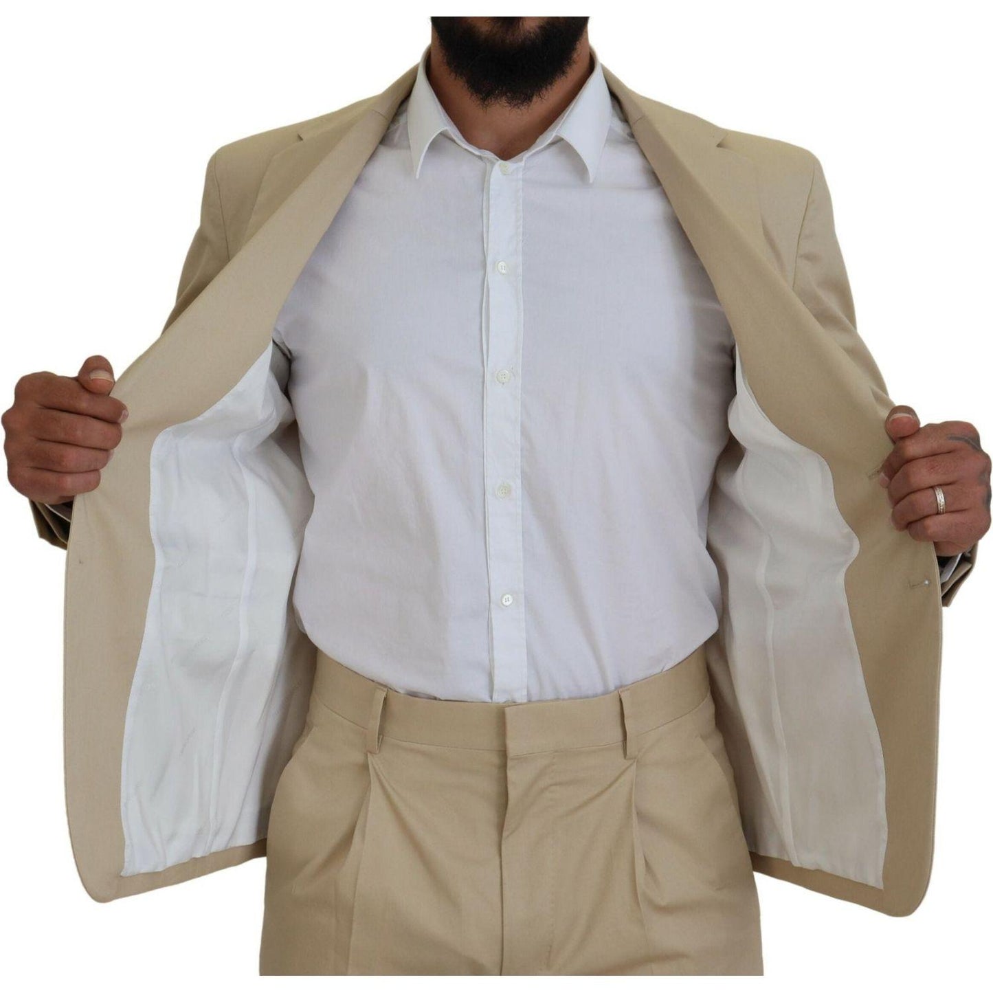Dsquared² Beige Cotton Single Breasted 2 Piece CIPRO Suit KOS2011-48