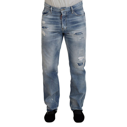 Dsquared² Blue Washed Straight Fit Men Casual Denim Jeans